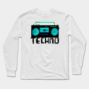 Music Vintage Techno Radio for Techno DJ Long Sleeve T-Shirt